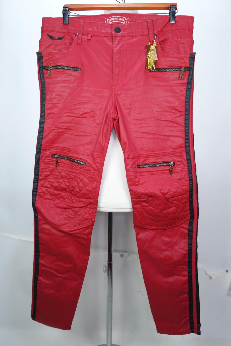 Robins Jean Racer Jeans Mens 38x34 Red Moto Biker Zipper Ankle Zip DYR50464-BK